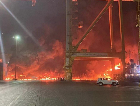 The explosion at the Jebel Ali Port caused when a container exploded as it was being loaded on to the MV OCEAN TRADER in 2021