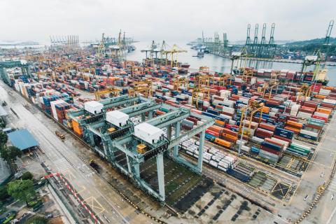 Containers in a port